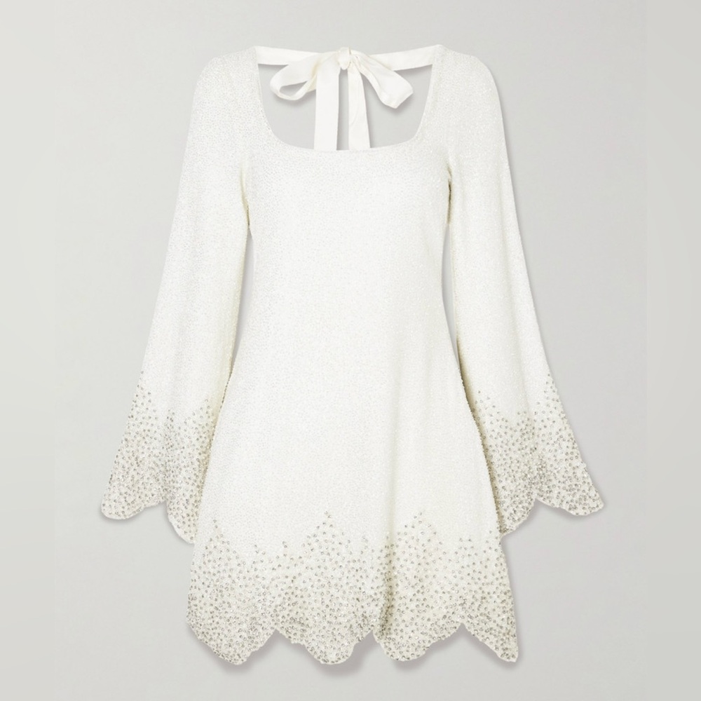 Clio Peppiatt gorgeous beaded dress with scalloped trim